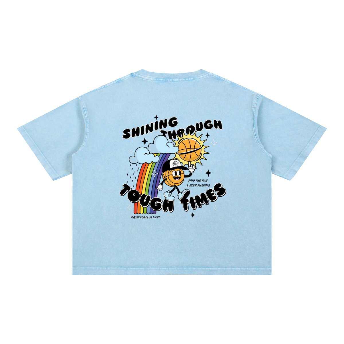 SHINING THROUGH TOUGH TIMES Mineral Wash Boxy Cotton T-Shirt