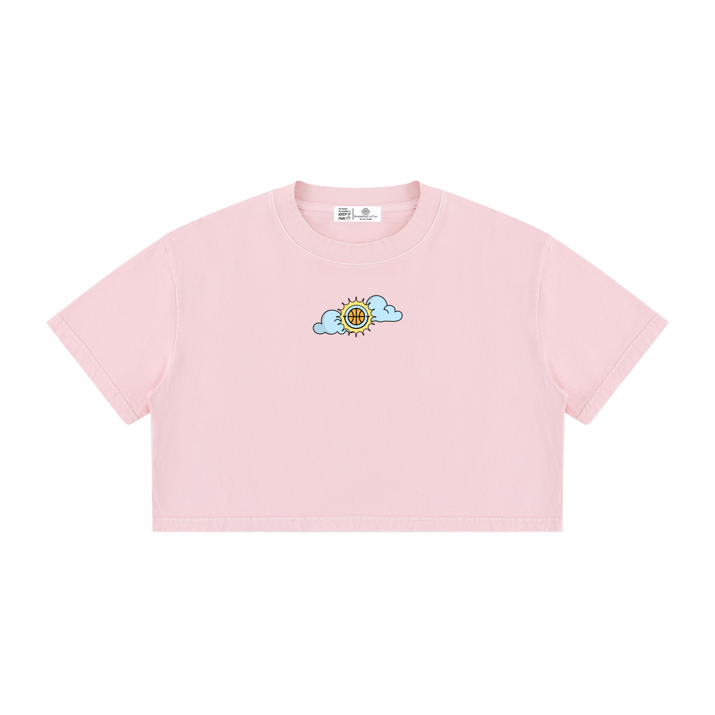 SHINING THROUGH TOUGH TIMES Women's Mineral Wash Cotton Crop T-Shirt