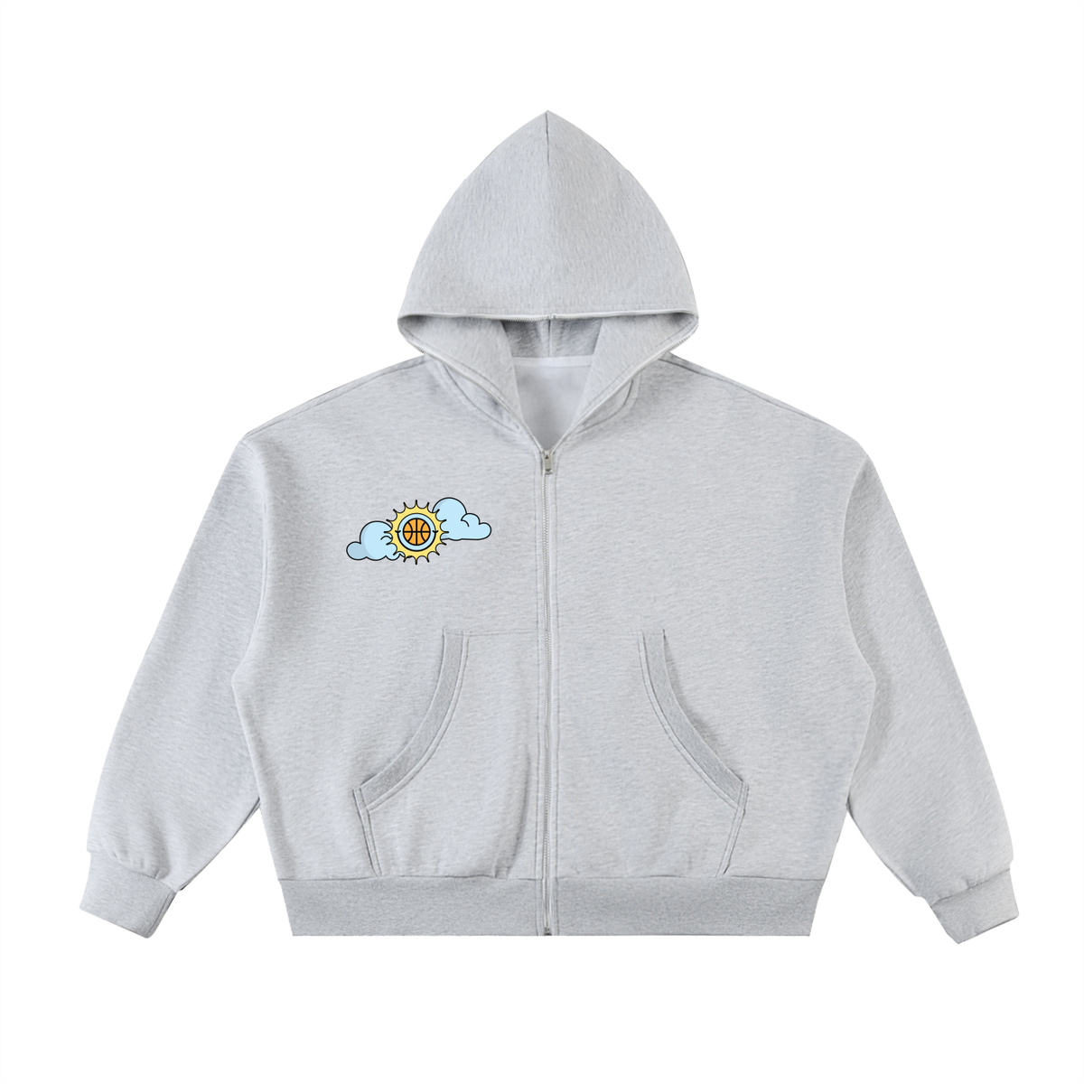 SHINING THROUGH TOUGH TIMES Fleeced Full-Zip Boxy Hoodie