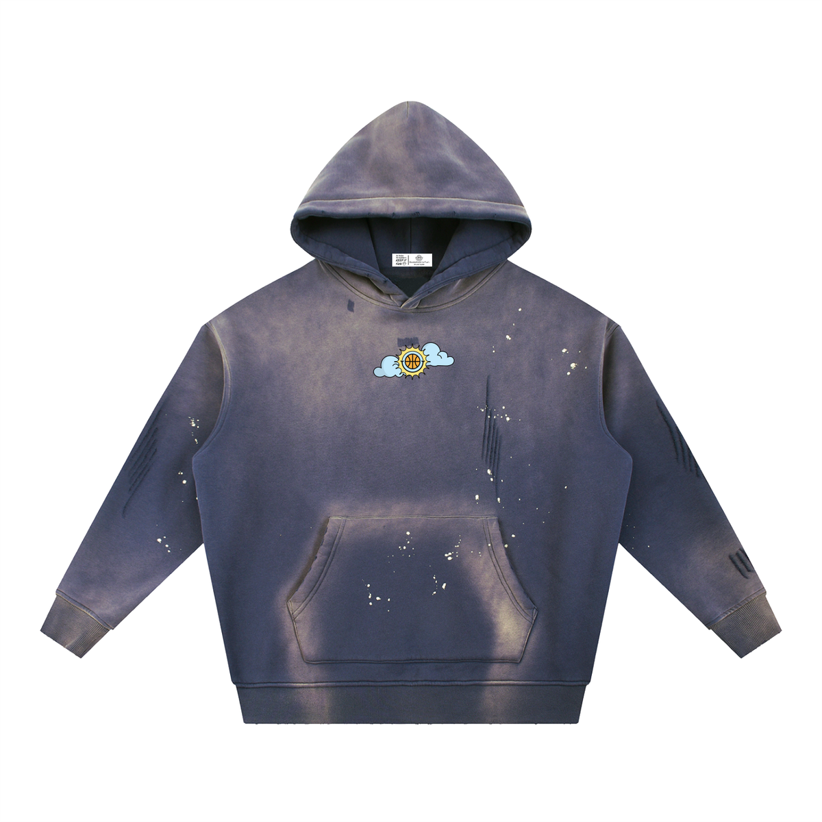 SHINING THROUGH TOUGH TIMES Vintage Washed Frayed Fleece Hoodie