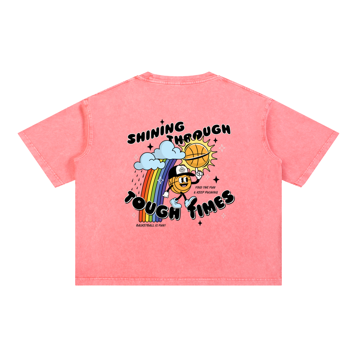SHINING THROUGH TOUGH TIMES Mineral Wash Boxy Cotton T-Shirt