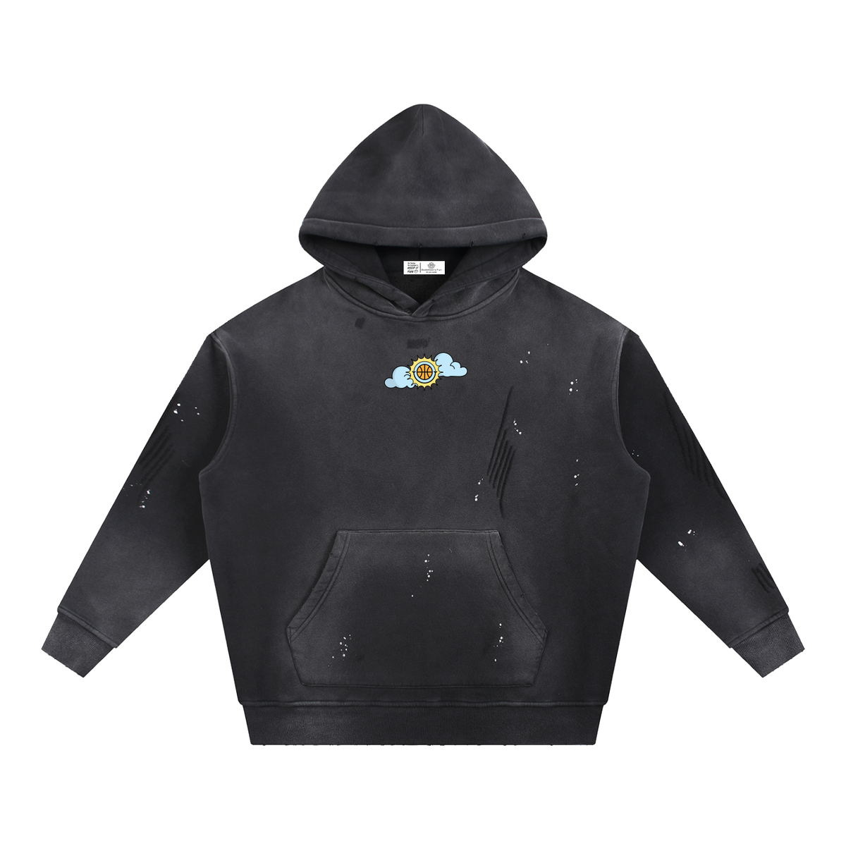SHINING THROUGH TOUGH TIMES Vintage Washed Frayed Fleece Hoodie