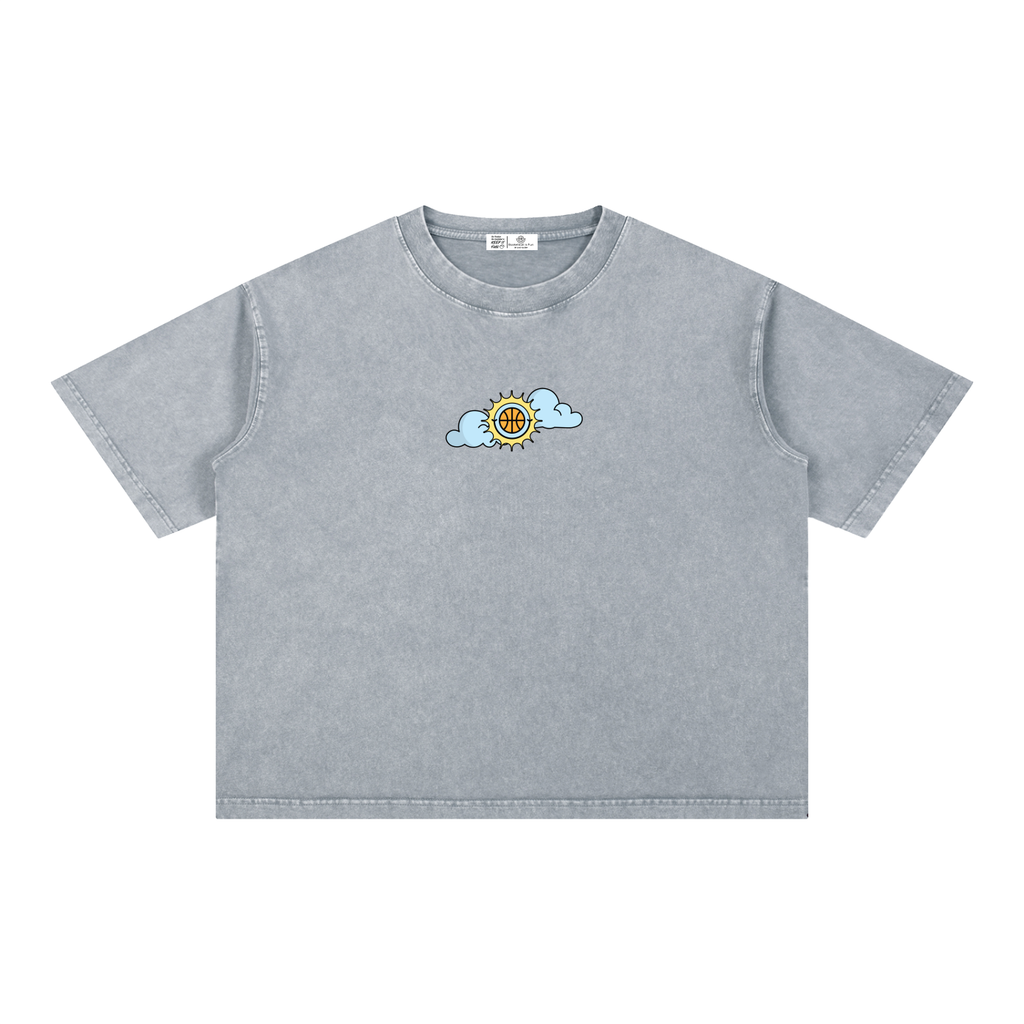 SHINING THROUGH TOUGH TIMES Mineral Wash Boxy Cotton T-Shirt