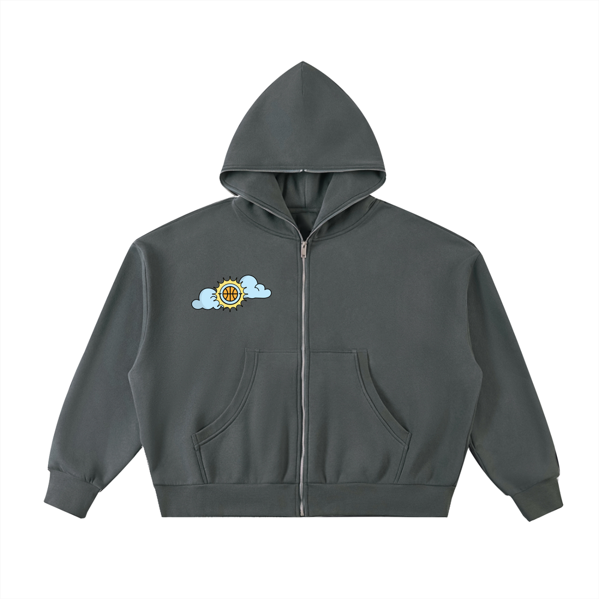 SHINING THROUGH TOUGH TIMES Fleeced Full-Zip Boxy Hoodie
