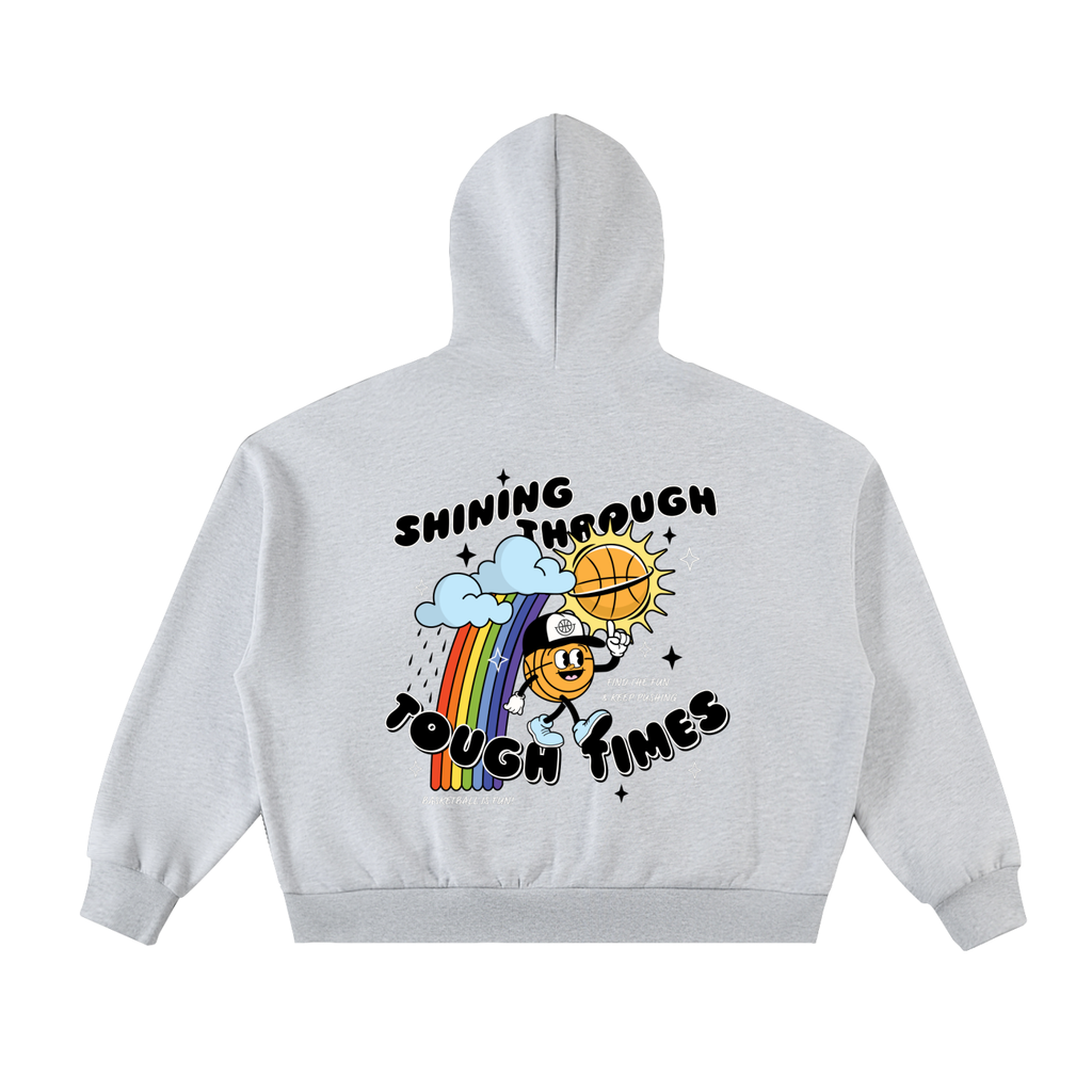SHINING THROUGH TOUGH TIMES Fleeced Full-Zip Boxy Hoodie