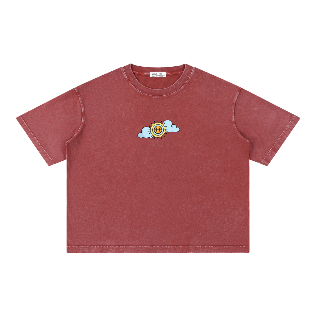 SHINING THROUGH TOUGH TIMES Mineral Wash Boxy Cotton T-Shirt