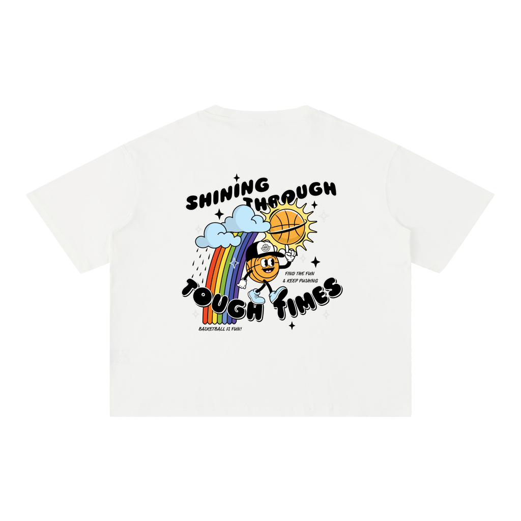 SHINING THROUGH TOUGH TIMES Mineral Wash Boxy Cotton T-Shirt