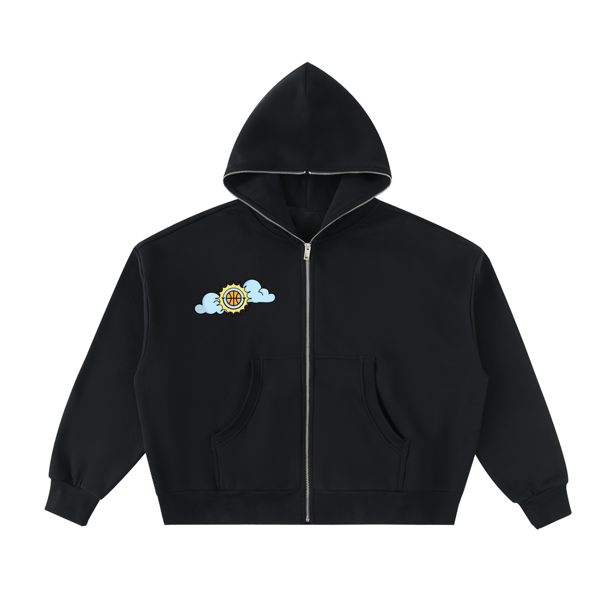 SHINING THROUGH TOUGH TIMES Fleeced Full-Zip Boxy Hoodie
