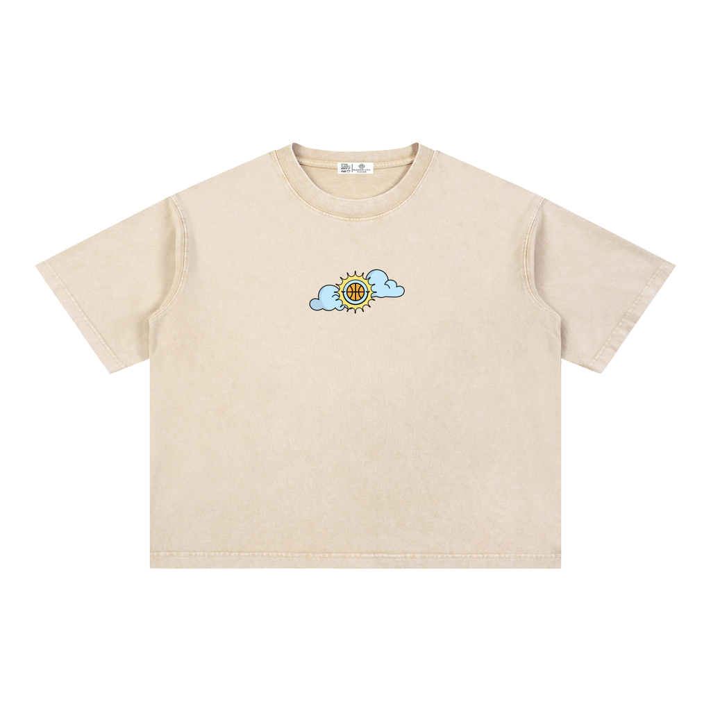 SHINING THROUGH TOUGH TIMES Mineral Wash Boxy Cotton T-Shirt
