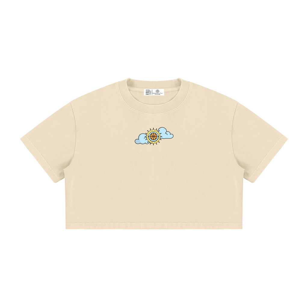 SHINING THROUGH TOUGH TIMES Women's Mineral Wash Cotton Crop T-Shirt