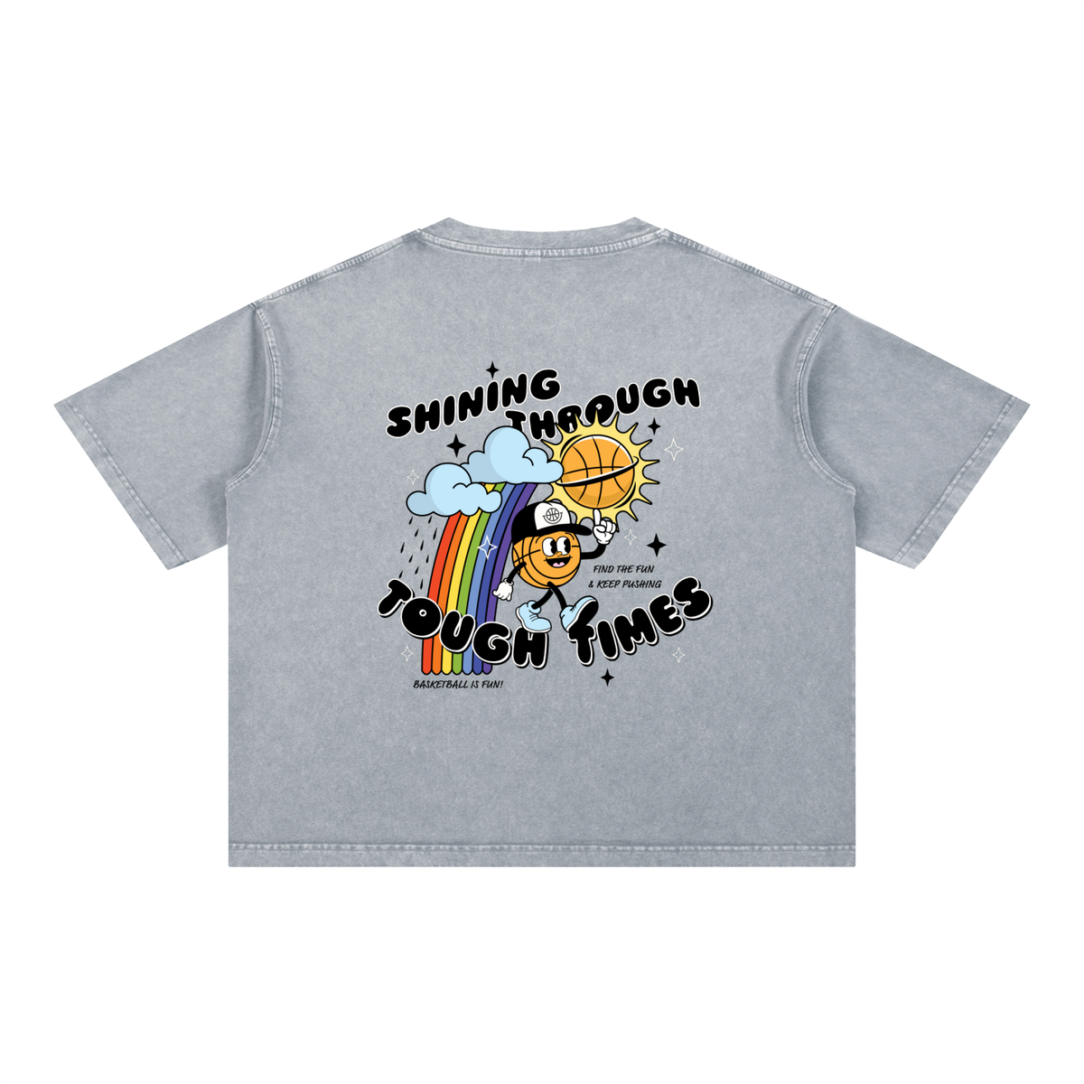 SHINING THROUGH TOUGH TIMES Mineral Wash Boxy Cotton T-Shirt