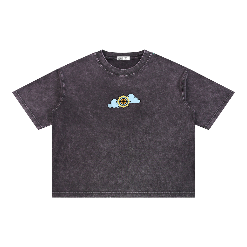 SHINING THROUGH TOUGH TIMES Mineral Wash Boxy Cotton T-Shirt