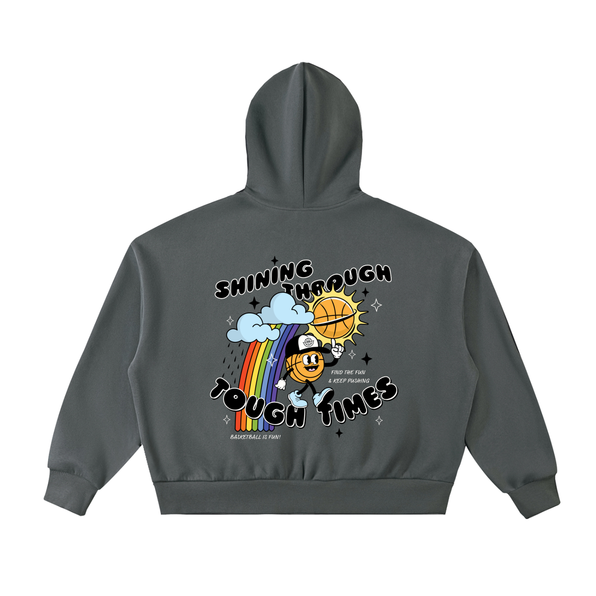 SHINING THROUGH TOUGH TIMES Fleeced Full-Zip Boxy Hoodie