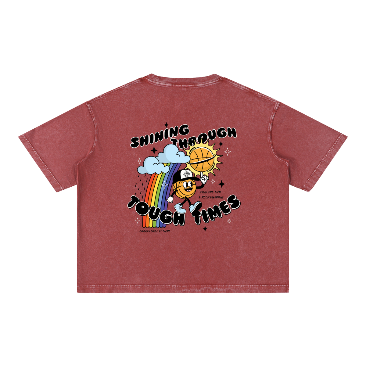 SHINING THROUGH TOUGH TIMES Mineral Wash Boxy Cotton T-Shirt
