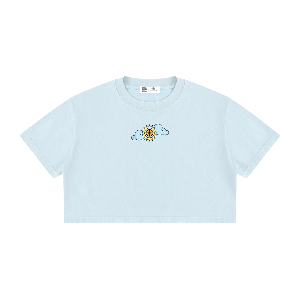 SHINING THROUGH TOUGH TIMES Women's Mineral Wash Cotton Crop T-Shirt