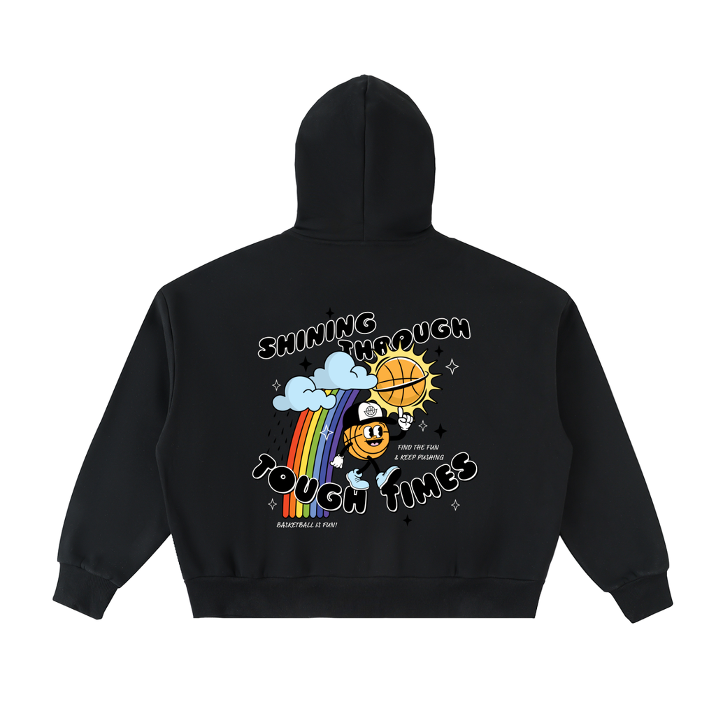 SHINING THROUGH TOUGH TIMES Fleeced Full-Zip Boxy Hoodie
