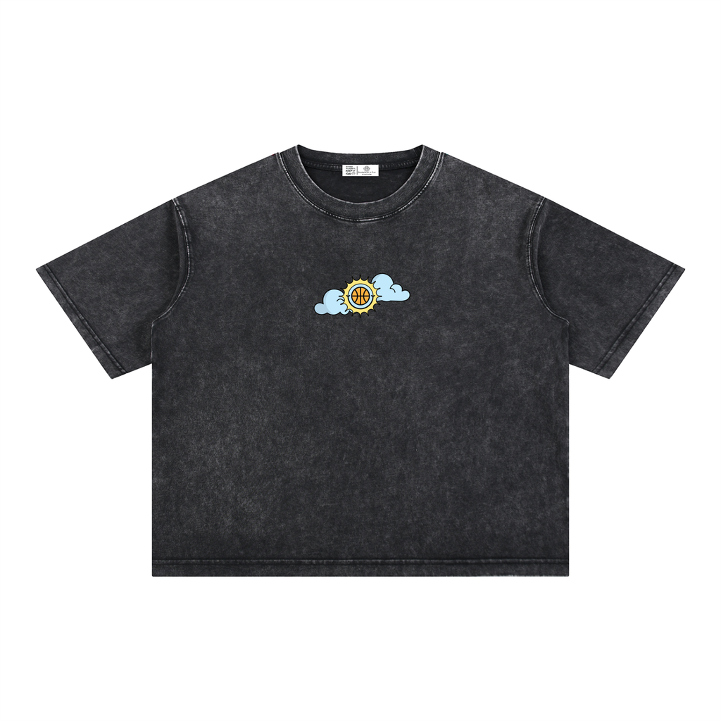 SHINING THROUGH TOUGH TIMES Mineral Wash Boxy Cotton T-Shirt