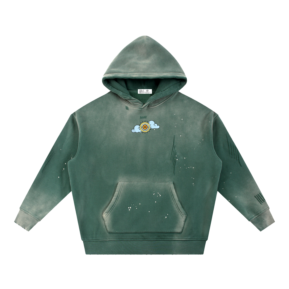SHINING THROUGH TOUGH TIMES Vintage Washed Frayed Fleece Hoodie